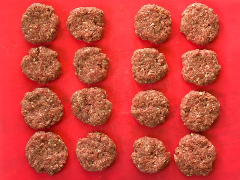 Shaped mini burger patties