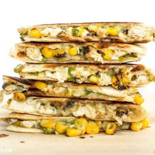 These smoky Roasted Corn Quesadillas are a fast and filling lunch that can be kept in the freezer for fast meals. BudgetBytes.com