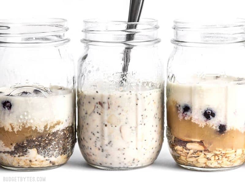 Add Milk and Stir Blueberry Almond Overnight Oats