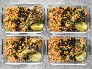 Bright and flavorful Cilantro Lime Chicken plus a classic Taco Rice and a smoky mix of corn and black beans makes an easy and hearty meal. BudgetBytes.com