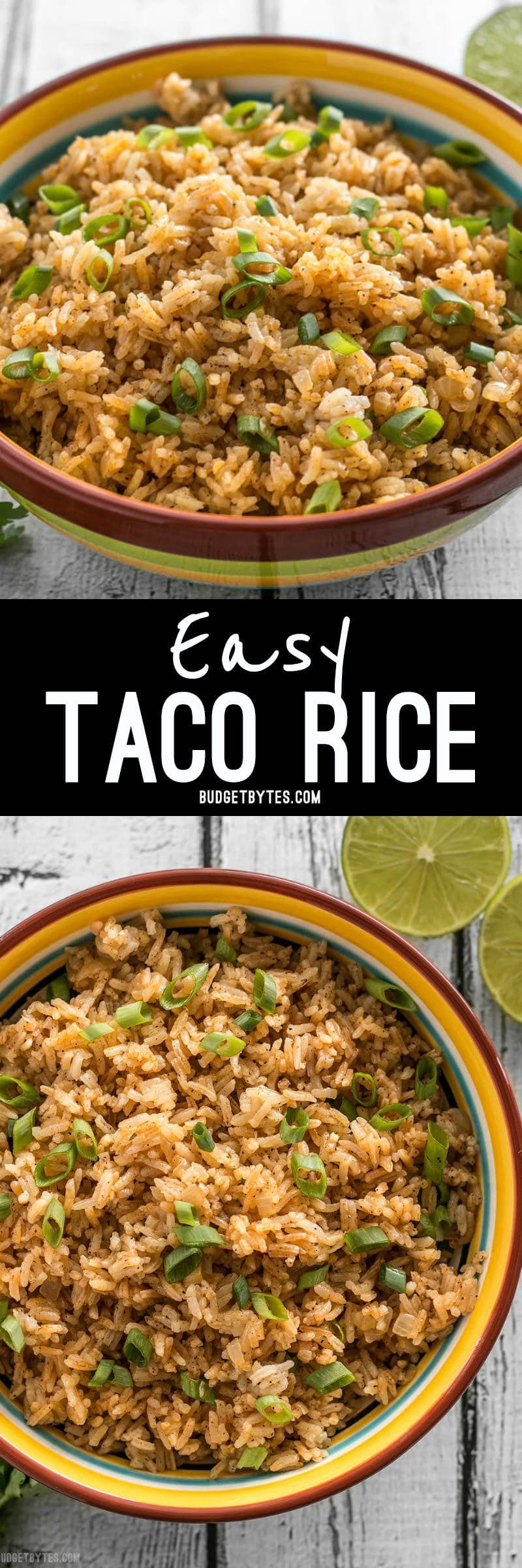 This flavorful Taco Rice is packed full of herbs and spices, but is neutral enough to serve as the base for several different recipes, like bowl meals, burritos, and more! BudgetBytes.com