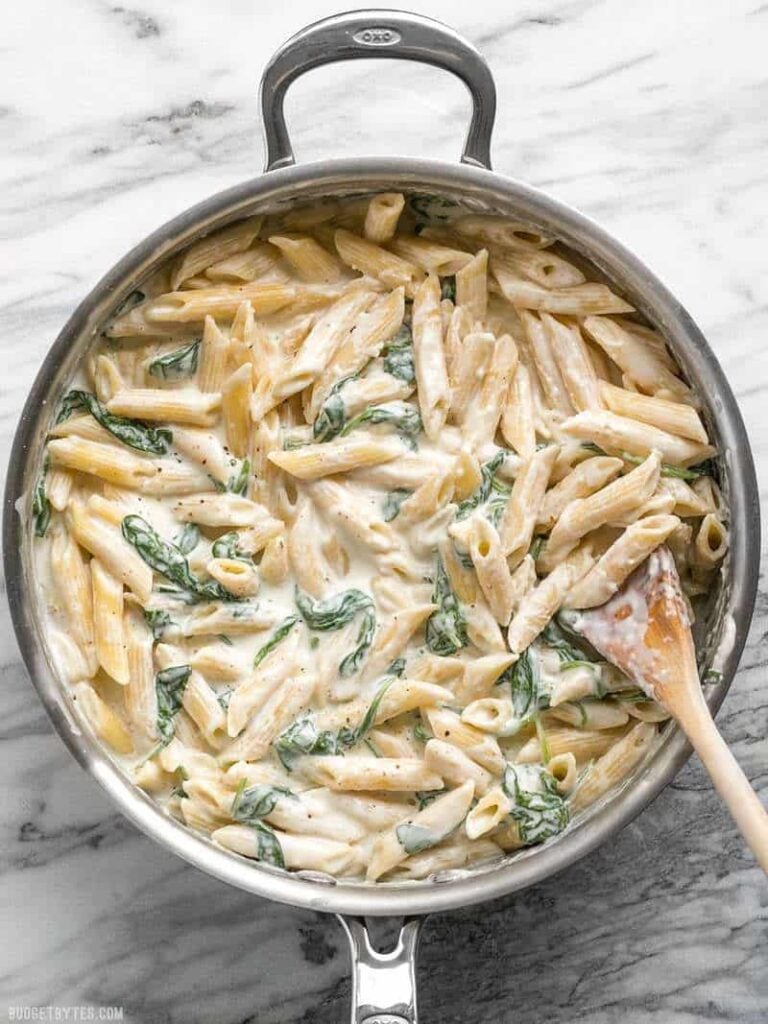 Spinach Alfredo Pasta Budget Bytes
