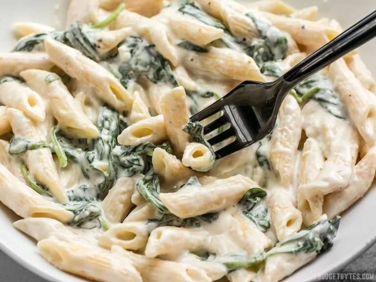 Spinach Alfredo Pasta Budget Bytes