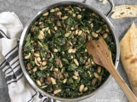 It doesn't get easier than this high protein, high fiber, high FLAVOR Italian Sausage and White Bean Skillet! BudgetBytes.com