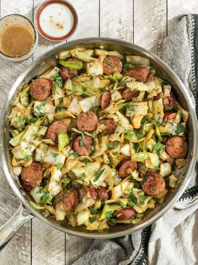 Kielbasa and Cabbage Skillet with Dijon Vinaigrette - Budget Bytes