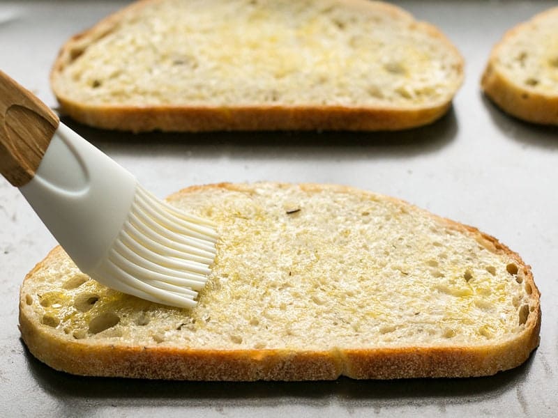 Brush Oil and Garlic on Toast