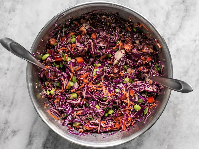 Mixed Sesame Slaw in the bowl