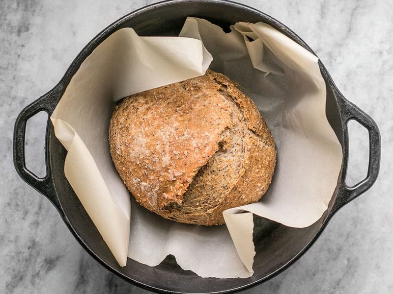 Baked Seeded No Knead Bread