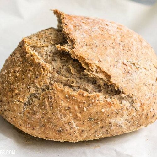 This simple Seeded No-Knead Bread is packed with seeds for extra texture, flavor, and nutrients! BudgetBytes.com