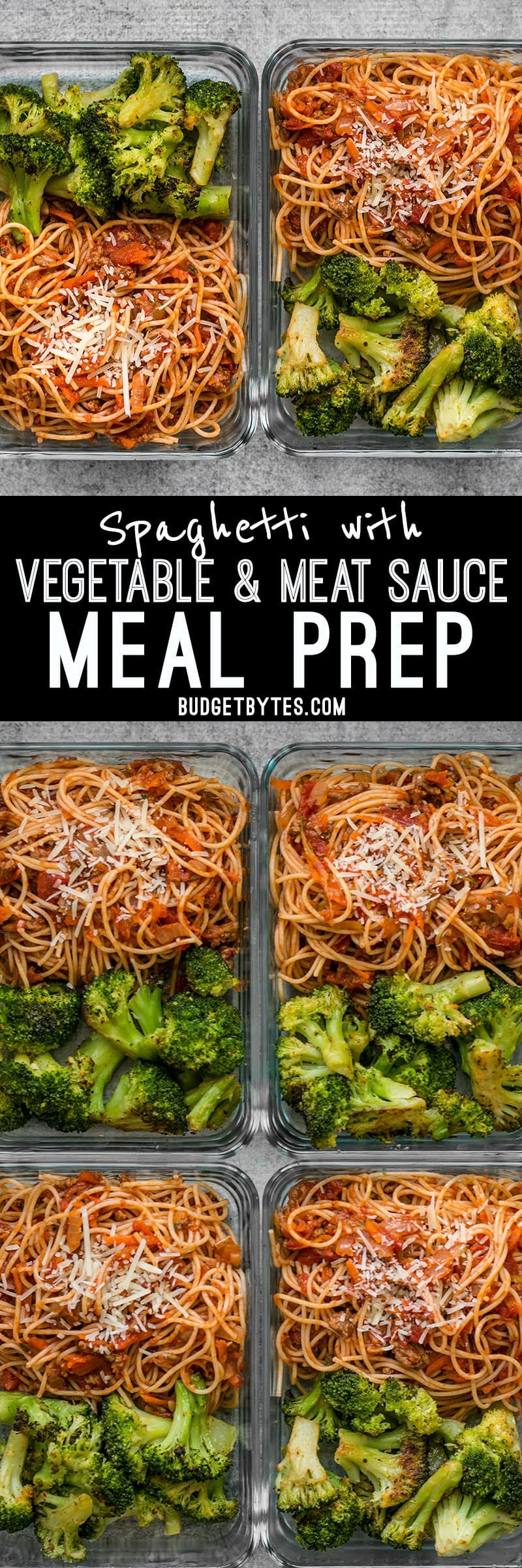 This simple Spaghetti Meal Prep is hiding a ton of good-for-you vegetables in a classic comforting dish. BudgetBytes.com
