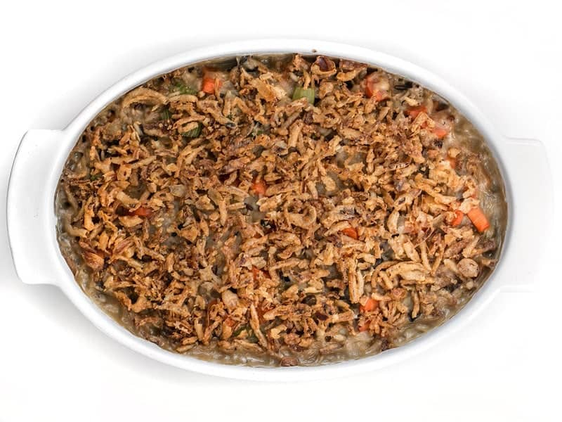 Plenty of vegetables, a hearty wild rice blend, and a super creamy sauce make this Wild Rice and Vegetable Casserole a warm comforting dish for winter! BudgetBytes.com Baked Wild Rice and Vegetable Casserole with crispy onions on top