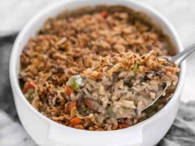 Plenty of vegetables, a hearty wild rice blend, and a super creamy sauce make this Wild Rice and Vegetable Casserole a warm comforting dish for winter! BudgetBytes.com