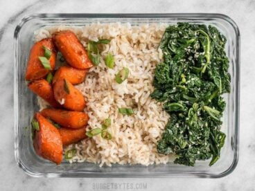 This Maple Miso Roasted Carrot Meal prep is easy, healthy, has tons of flavor, and plenty of ways to customize! BudgetBytes.com