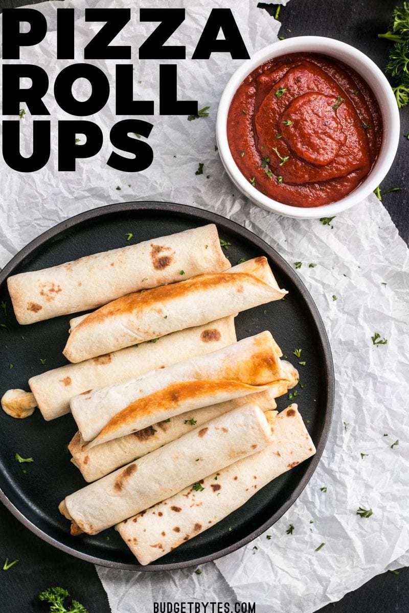 Forget frozen pizza rolls! These Pizza Roll Ups are the perfect last minute appetizer or indulgent snack on busy days! BudgetBytes.com