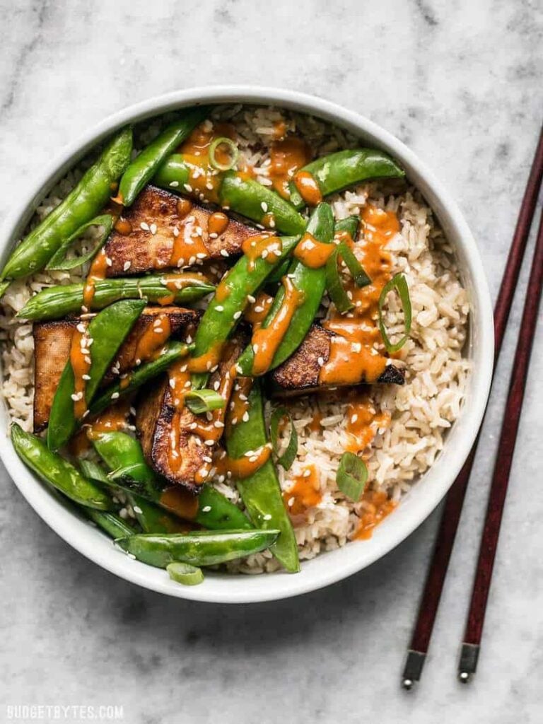 Soy Marinated Tofu Bowls with Spicy Peanut Sauce Budget Bytes