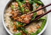 Soy Marinated Tofu Bowls with Spicy Peanut Sauce