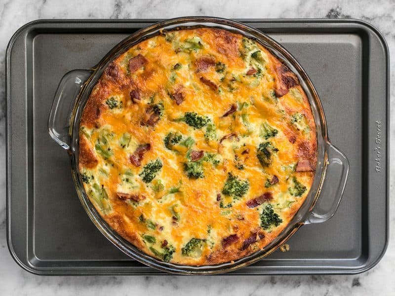 Baked Bacon Broccoli Cheddar Crustless Quiche