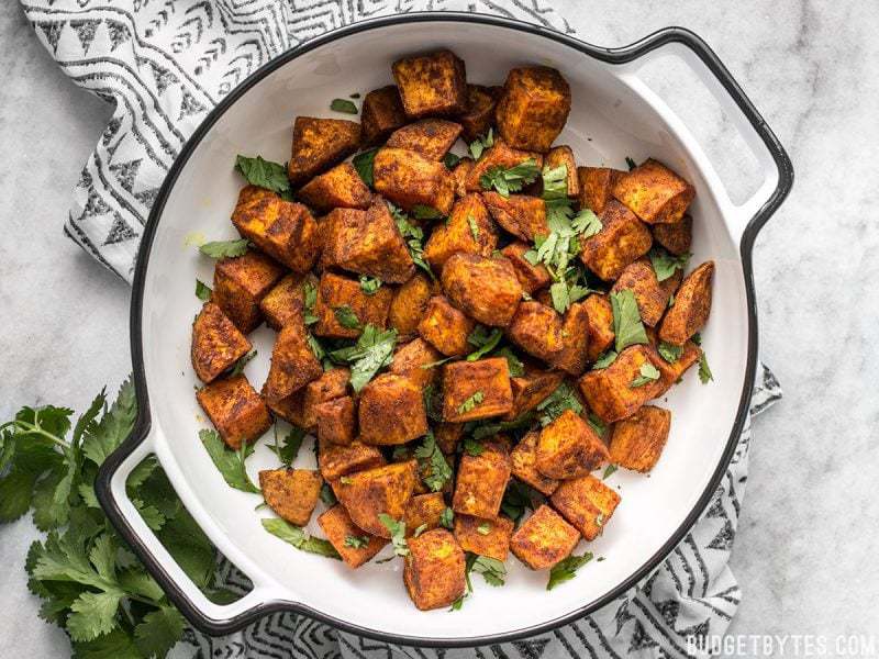 Spicy, aromatic, and earthy, these Moroccan Spiced Sweet Potatoes will add an adventurous flavor to any dinner! BudgetBytes.com