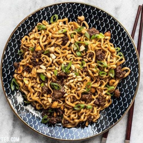 Sweet, salty, rich, and crunchy, these Pork and Peanut Dragon Noodles hit all the bases. It’s fast, easy comfort food for busy nights! BudgetBytes.com