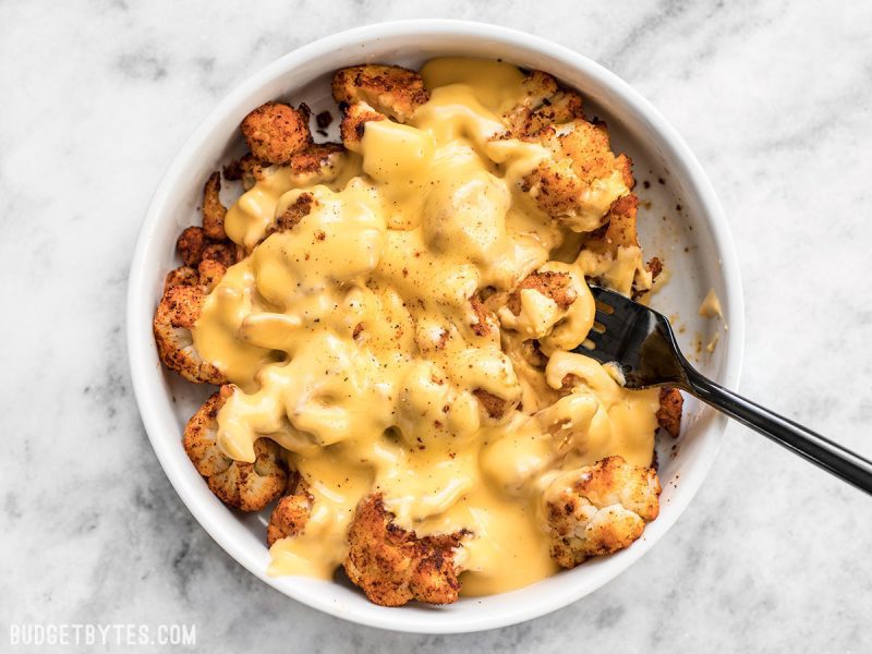 Spicy Roasted Cauliflower With Cheese Sauce Budget Bytes