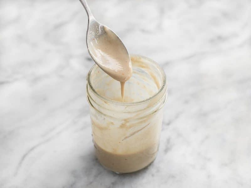 Maple Tahini Dressing in jar