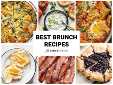 collage of brunch recipes with title text in the center.