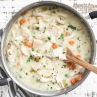 This pot of Chicken and Dumplings with Vegetables is a classic comfort food packed with enough vegetables to count as a well rounded meal. BudgetBytes.com