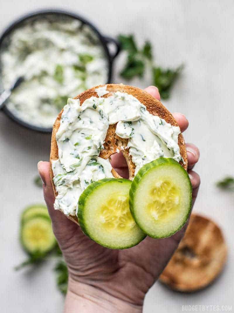 This tangy, herb-infused Scallion Herb Cream Cheese Spread is perfect for sandwiches, wraps, or even snacking on fresh vegetables. BudgetBytes.com