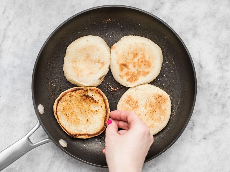 Toast English Muffins in the skillet