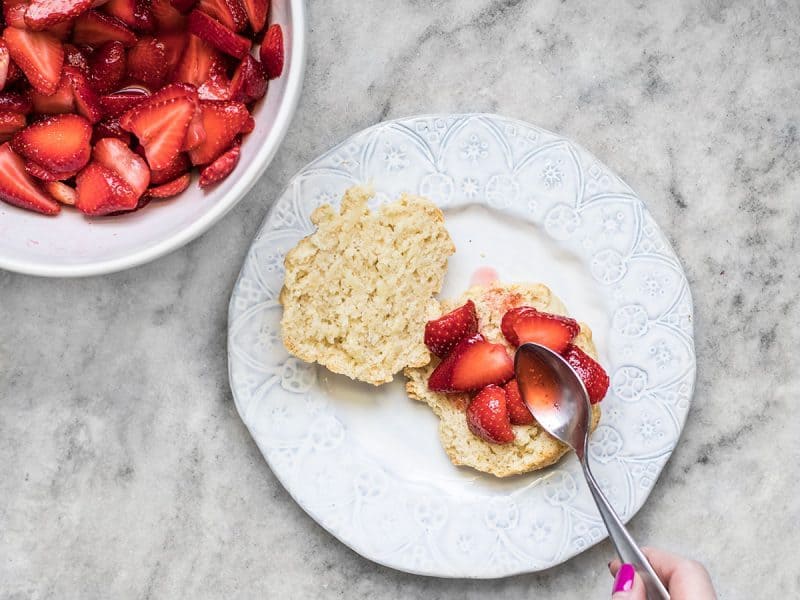 Add Strawberries and Juice to Biscuit