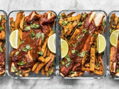 This Black Bean and Avocado Enchilada Meal Prep is full of bright flavors and plenty of belly filling plant power for a hearty vegan lunch. BudgetBytes.com