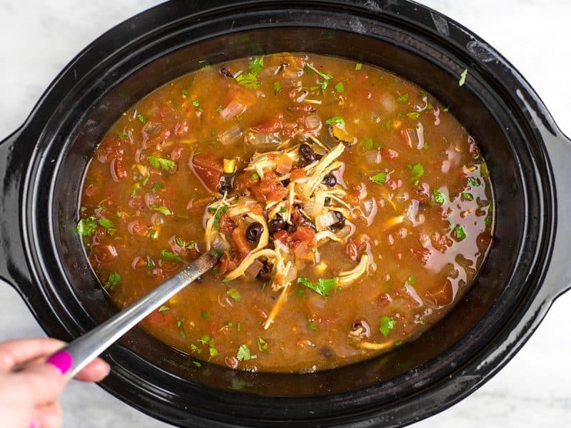 Finished Slow Cooker Chicken Tortilla Soup