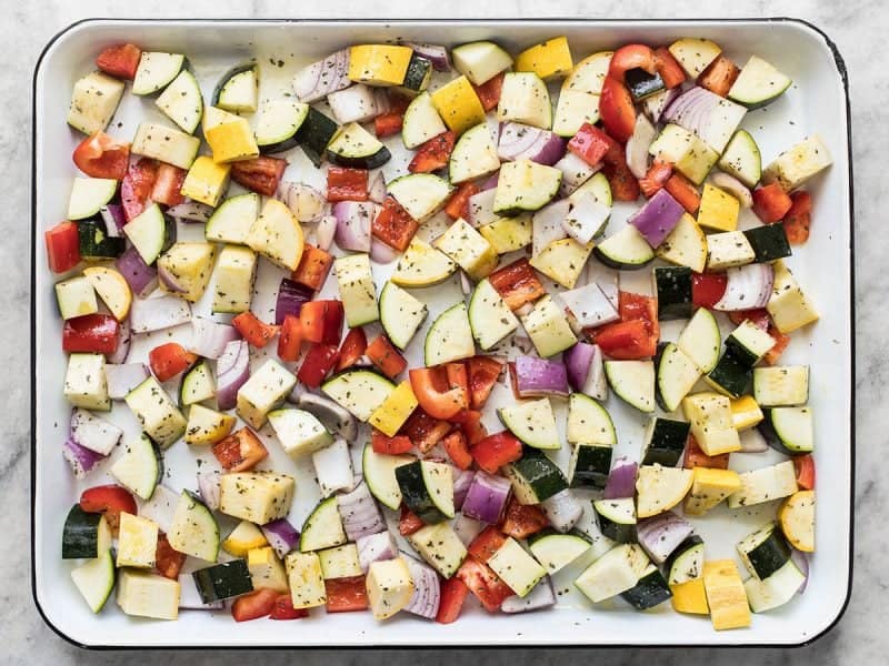 Summer Vegetables Prepped and Ready to Roast