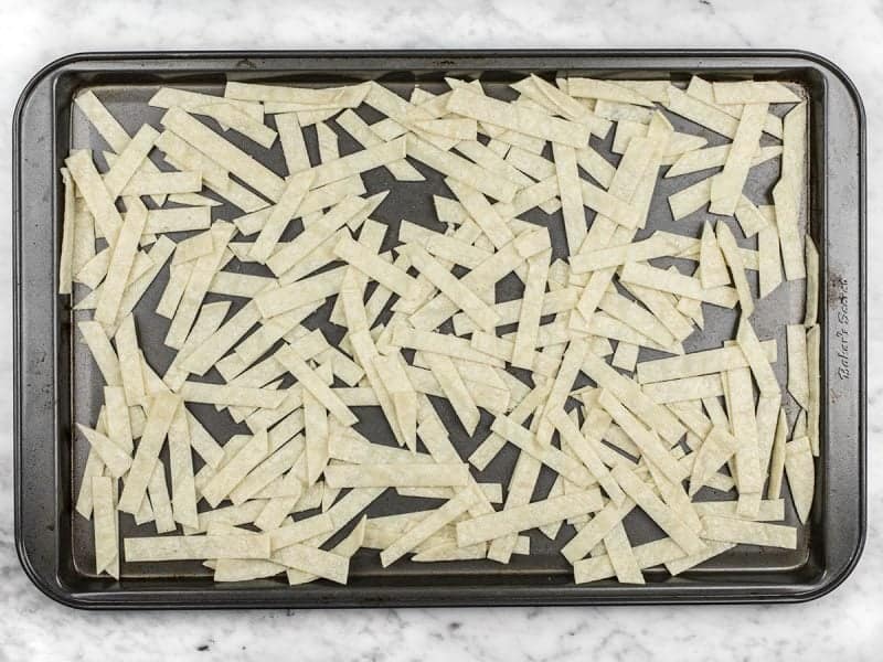 Tortilla Strips Coated in Oil