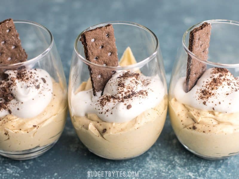 Peanut Butter Fluff Cups are the easiest and most decadent dessert you’ve ever made. They come together in minutes with no baking required! BudgetBytes.com