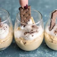 Peanut Butter Fluff Cups are the easiest and most decadent dessert you’ve ever made. They come together in minutes with no baking required! BudgetBytes.com