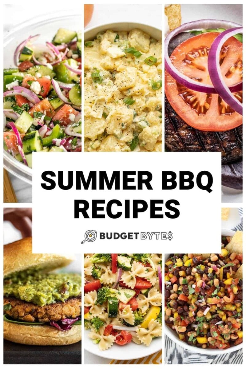 collage of recipes for summer bbqs with title text in the center.