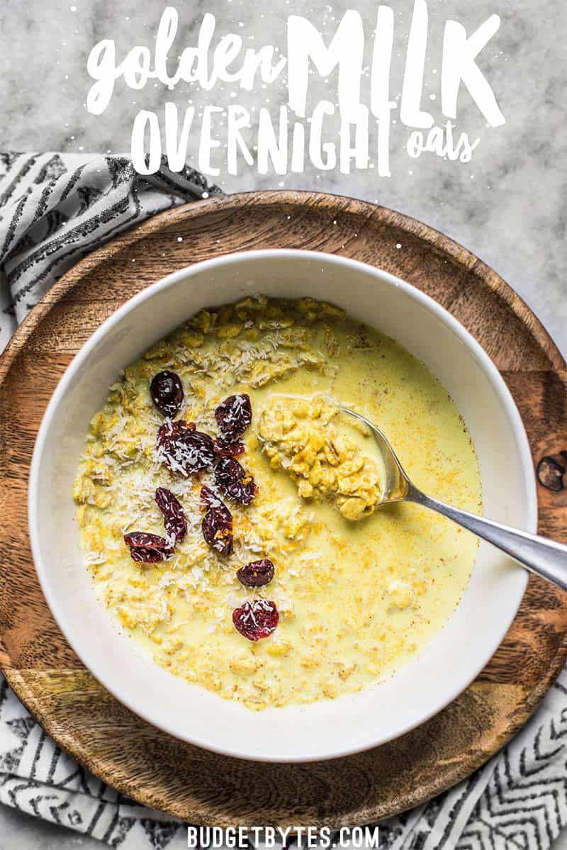 Earthy, slightly sweet, and full of aromatic spices, these Golden Milk Overnight Oats will be your new favorite make ahead summer breakfast!
