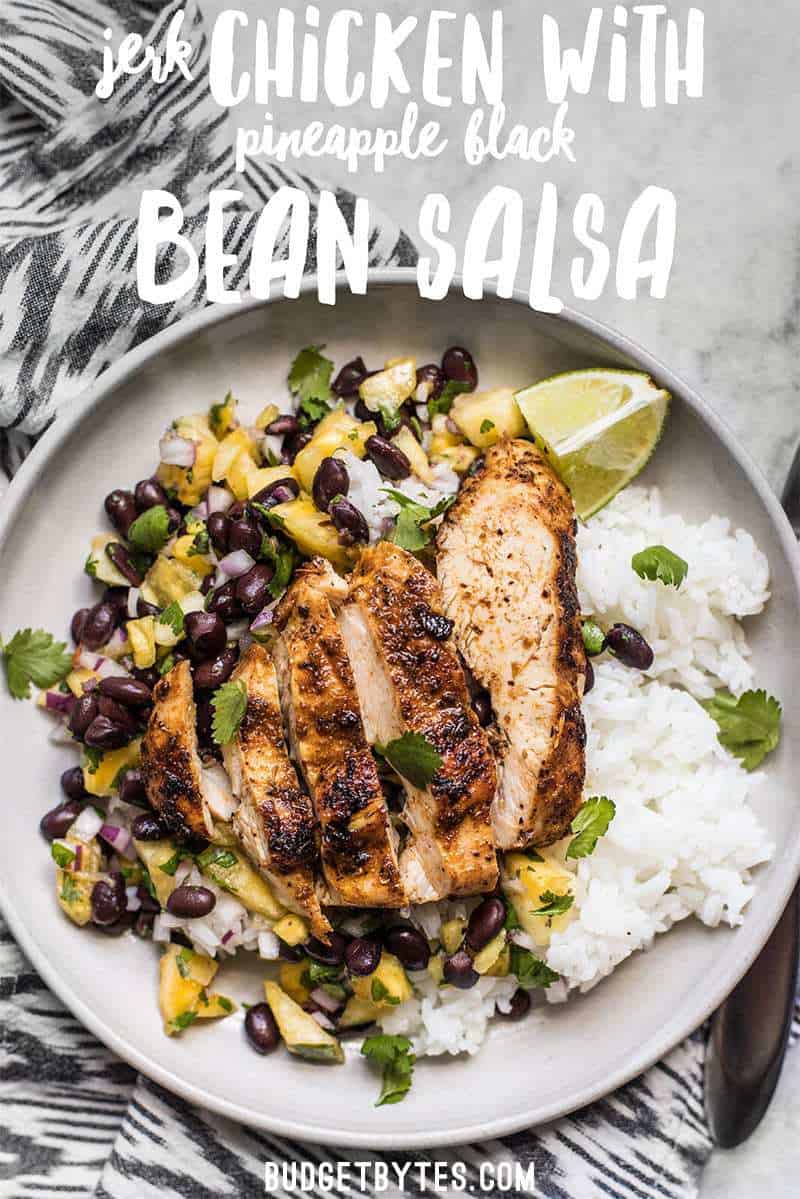 Full of fresh summery flavor, without needing a lot of ingredients, this Jerk Chicken with Pineapple Black Bean Salsa will become your new go-to easy summer meal!