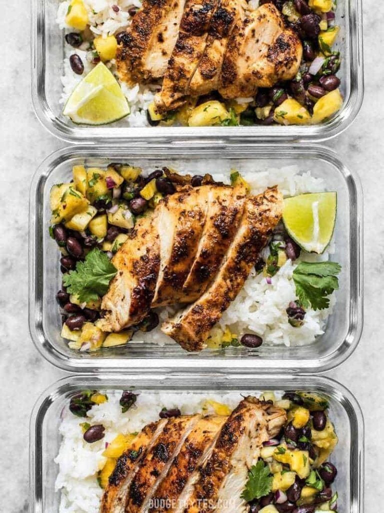 Jerk Chicken with Pineapple Black Bean Salsa Budget Bytes