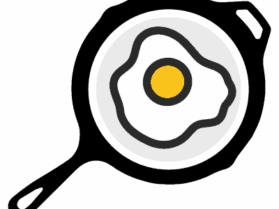 Frying pan with egg icon