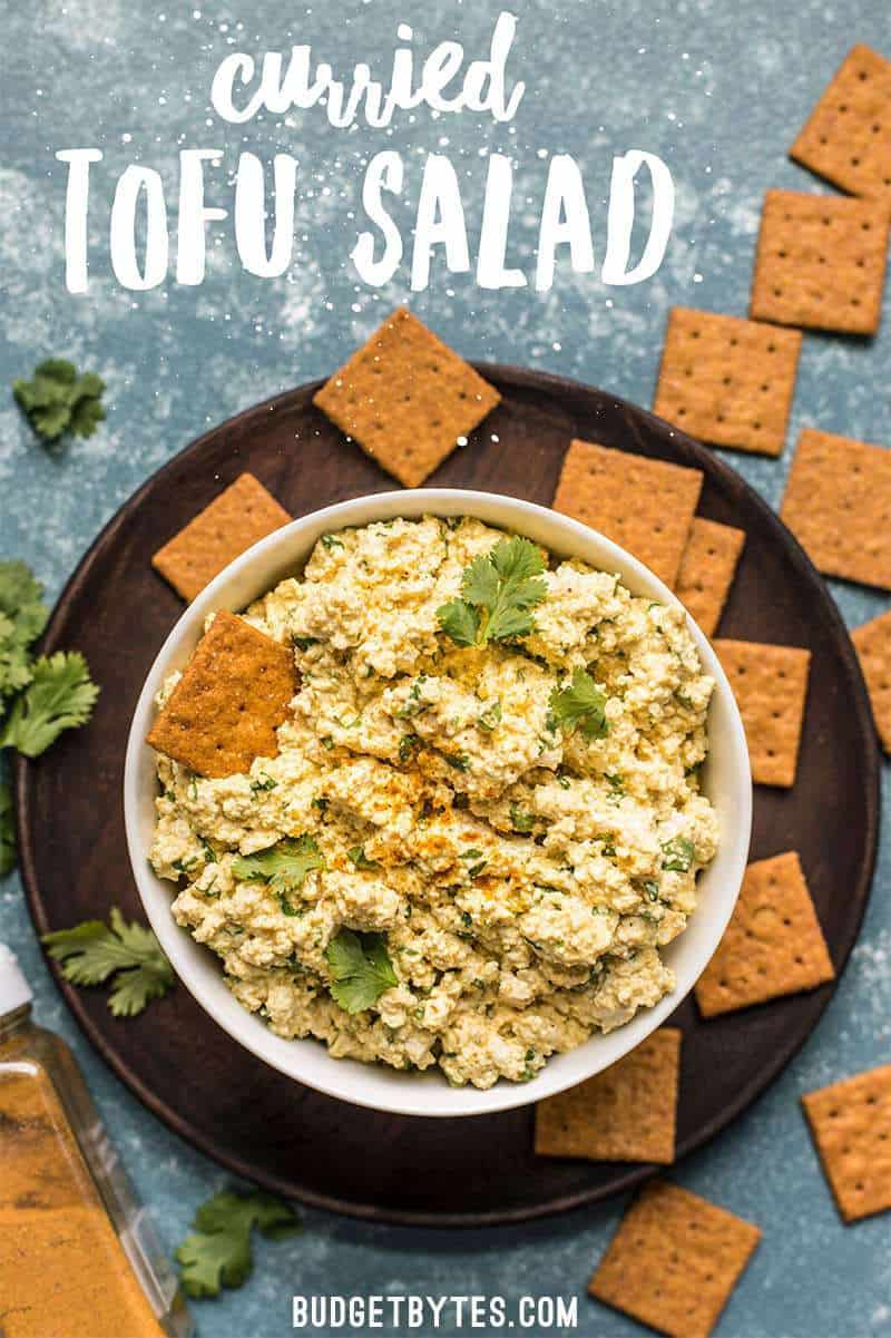 This cold, refreshing, and highly flavored Curried Tofu Salad is the perfect quick fix for summer or cold-pack lunch. Budgetbytes.com