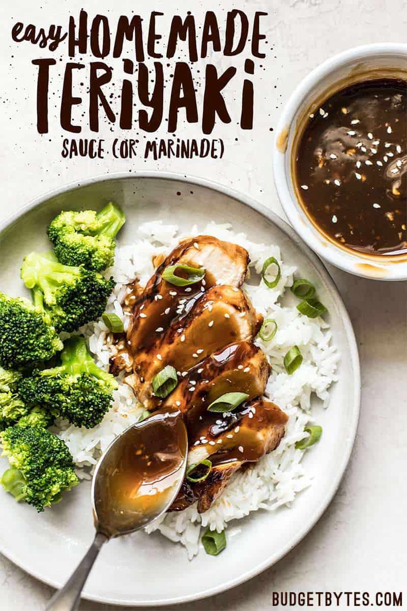 This Easy Homemade Teriyaki Sauce (or marinade) takes only five simple ingredients that can be kept on hand at all times. This sauce is great for meat, fish, tofu, and vegetables! Budgetbytes.com