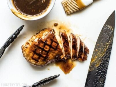 This Easy Homemade Teriyaki Sauce (or marinade) takes only a few minutes and five simple ingredients that can be kept on hand at all times. Perfect for last minute weeknight dinners! Budgetbytes.com