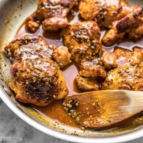 This sweet and tangy 20 Minute Honey Mustard Chicken will be your new family favorite weeknight dinner. Only a few pantry staples needed! Budgetbytes.com