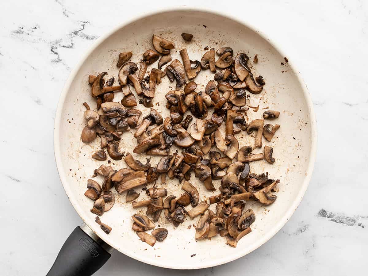 Sautéed mushrooms in a skillet