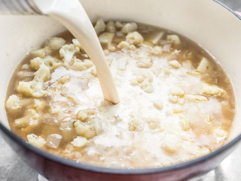 Add Evaporated Milk to Cauliflower and Potato Soup