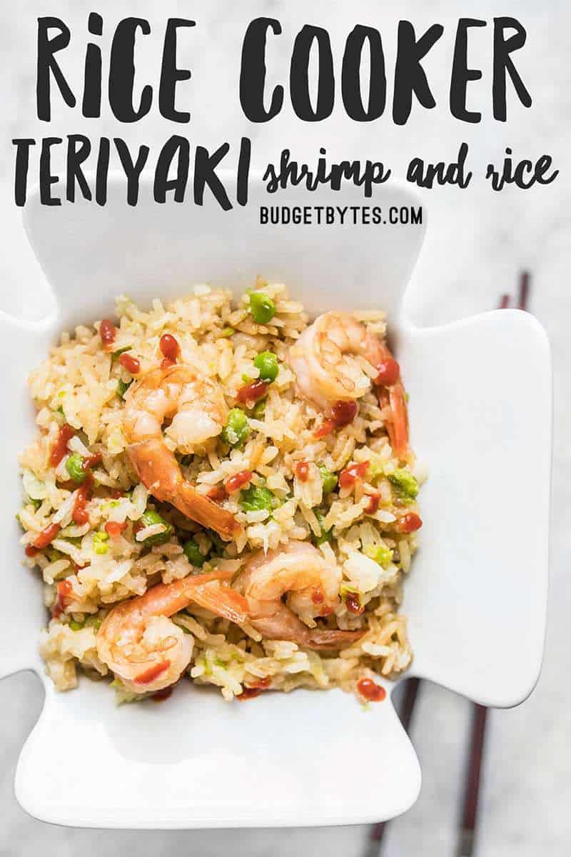 By adding a few extra ingredients to your rice cooker, you can cook an entire meal at once. This Teriyaki Shrimp and Rice is an easy and healthy alternative to take out. Budgetbytes.com