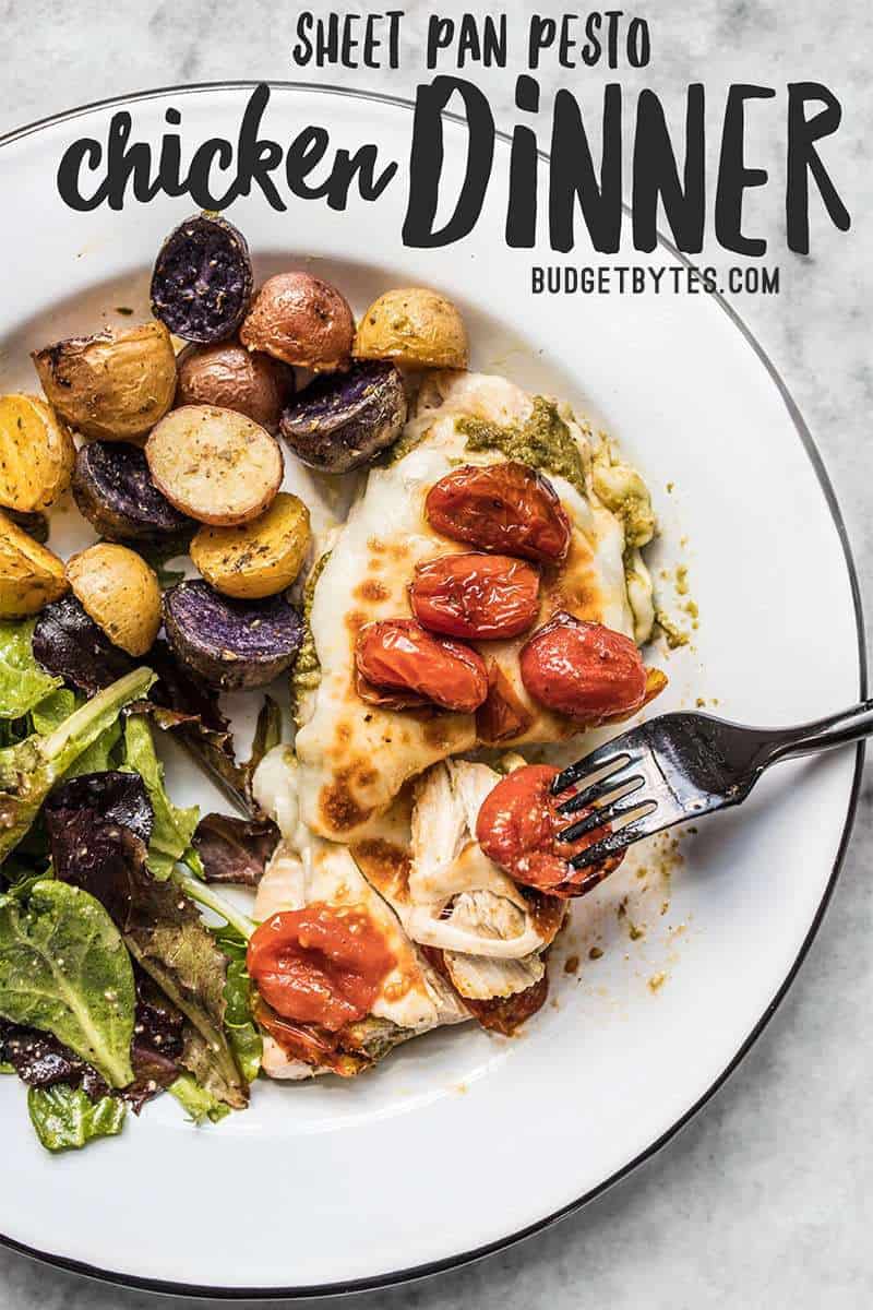 Sheet Pan Pesto Chicken Dinner is an easy to execute, simple yet elegant, and flavorful weeknight dinner that you’ll want to add to your weekly rotation! Budgetbytes.com