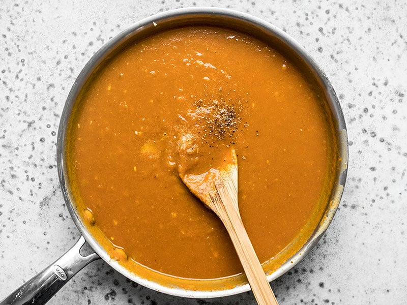 Add Broth Salt and Pepper to the skillet